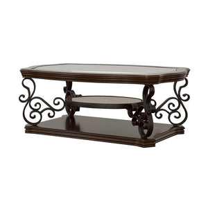 Laney - 1-Shelf Glass Top Rectangular Coffee Table - Deep Merlot