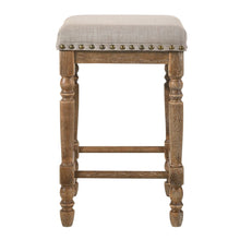 Farsiris - Counter Height Stool (Set of 2) - Beige Fabric & Weathered Oak