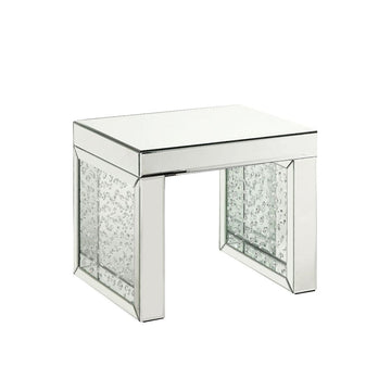 Nysa - 16" Accent Table - Mirrored & Faux Crystals Inlay