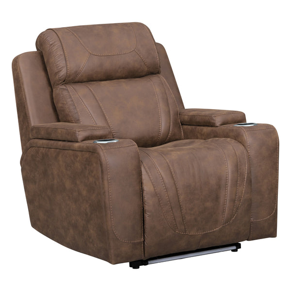 Carrow - Glider Recliner With Power Headrest & Footrest, Stereo, Massage - Brown