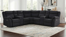 Hagen Upholstered Power Reclining Sectional Sofa – Steel Grey