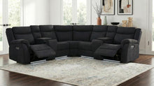 Hagen Upholstered Power Reclining Sectional Sofa – Steel Grey