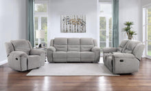 Gilson 3 Piece Chenille Upholstered Reclining Sofa Set – Grey