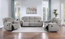 Gilson 3 Piece Chenille Upholstered Reclining Sofa Set – Grey