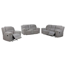 Gilson 3 Piece Chenille Upholstered Reclining Sofa Set – Grey
