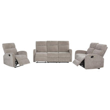 Hamilton 3 Piece Chenille Manual Reclining Sofa Set – Sand