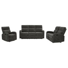 Hamilton 3 Piece Chenille Manual Reclining Sofa Set – Charcoal Grey