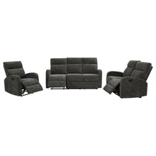 Hamilton 3 Piece Chenille Manual Reclining Sofa Set – Charcoal Grey