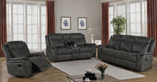 Lawrence 3 Piece Upholstered Reclining Sofa Set – Charcoal