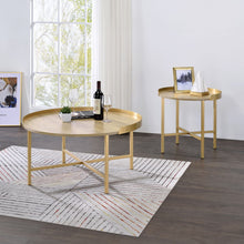 Mithea - Coffee Table - Oak Table Top & Gold Finish