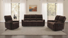 Navarro 3 Piece Upholstered Reclining Sofa Set – Dark Brown