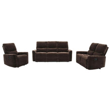 Navarro 3 Piece Upholstered Reclining Sofa Set – Dark Brown