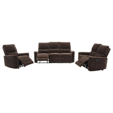 Navarro 3 Piece Upholstered Reclining Sofa Set – Dark Brown