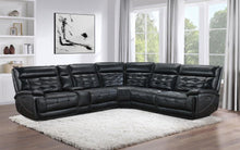 Hewitt Leather Dual Power Reclining Sectional Sofa – Black
