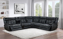 Hewitt Leather Dual Power Reclining Sectional Sofa – Black