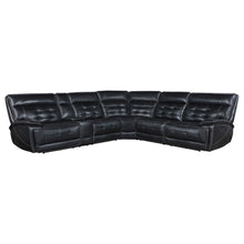 Hewitt Leather Dual Power Reclining Sectional Sofa – Black