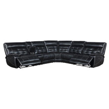 Hewitt Leather Dual Power Reclining Sectional Sofa – Black