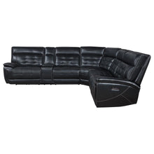 Hewitt Leather Dual Power Reclining Sectional Sofa – Black