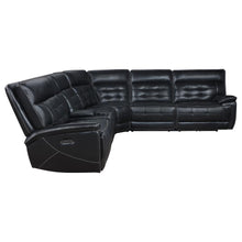Hewitt Leather Dual Power Reclining Sectional Sofa – Black