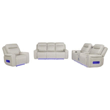 Rojas 3 Piece Dual Power Reclining Sofa Set with Drop-Down Console – Greige