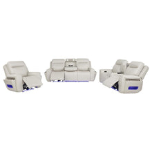 Rojas 3 Piece Dual Power Reclining Sofa Set with Drop-Down Console – Greige
