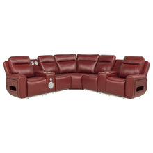 Rojas 3 Piece Dual Power Reclining L-Shaped Sectional with Bluetooth – Red