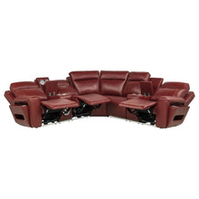Rojas 3 Piece Dual Power Reclining L-Shaped Sectional with Bluetooth – Red
