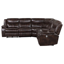 Sycamore Upholstered Power Reclining Sectional Sofa – Dark Brown
