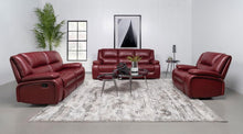 Camila 3 Piece Upholstered Reclining Sofa Set – Red