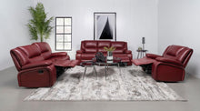 Camila 3 Piece Upholstered Reclining Sofa Set – Red