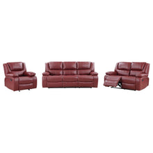 Camila 3 Piece Upholstered Reclining Sofa Set – Red