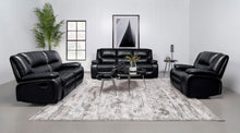 Camila 3 Piece Upholstered Reclining Sofa Set – Black
