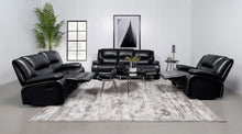 Camila 3 Piece Upholstered Reclining Sofa Set – Black