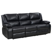Camila 3 Piece Upholstered Reclining Sofa Set – Black