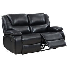Camila 3 Piece Upholstered Reclining Sofa Set – Black