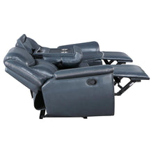 Sloane 3 Piece Upholstered Reclining Sofa Set – Blue