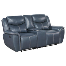 Sloane 3 Piece Upholstered Reclining Sofa Set – Blue