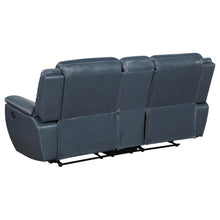 Sloane 3 Piece Upholstered Reclining Sofa Set – Blue