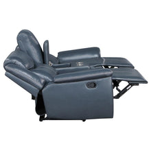 Sloane 3 Piece Upholstered Reclining Sofa Set – Blue