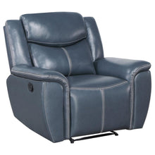 Sloane 3 Piece Upholstered Reclining Sofa Set – Blue