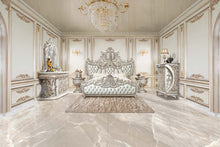 Sandoval - Eastern King Bed - Beige Synthetic Leather & Champagne