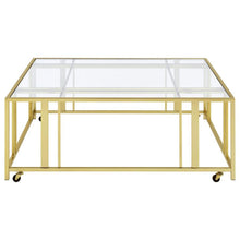 Adri - Square Glass Top Coffee Table With Casters