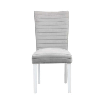 Elizaveta - Side Chair (Set of 2) - Gray Velvet &White High Gloss
