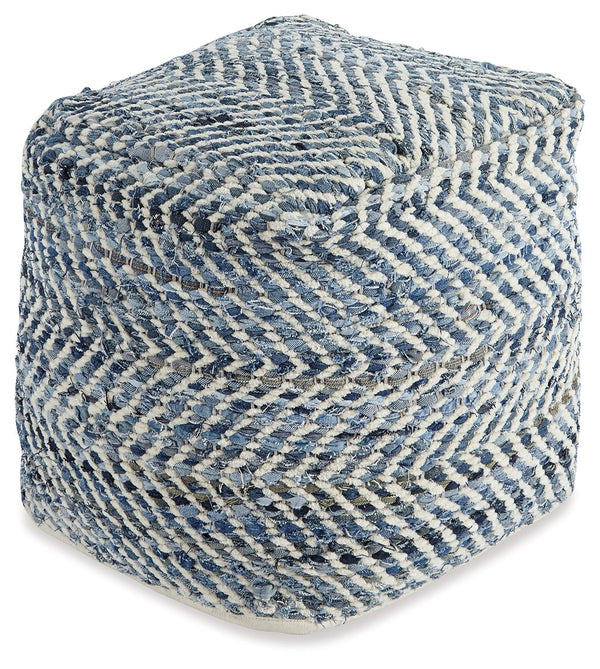 Chevron Pouf Blue