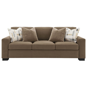 Darya - Sofa With 4 Pillows - Brown Suede Fabric