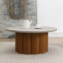 Evelyn - Coffee Table - Faux Concrete Top & Walnut  Finish