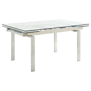 Wexford - Glass Top Extension Leaf Dining Table - Chrome