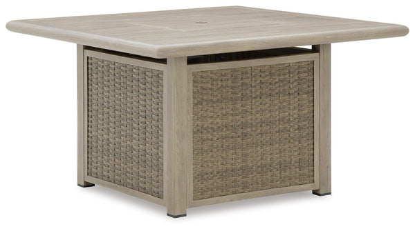 Cliff Trails Square Fire Pit Table Beige