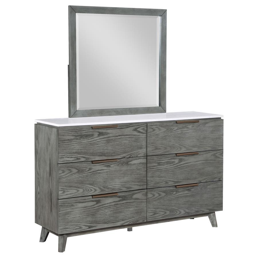 Nathan - 6-Drawer Dresser With Mirror - Gray