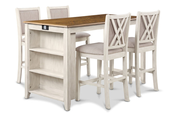 Amy 60" Counter Table & Chairs With Storage